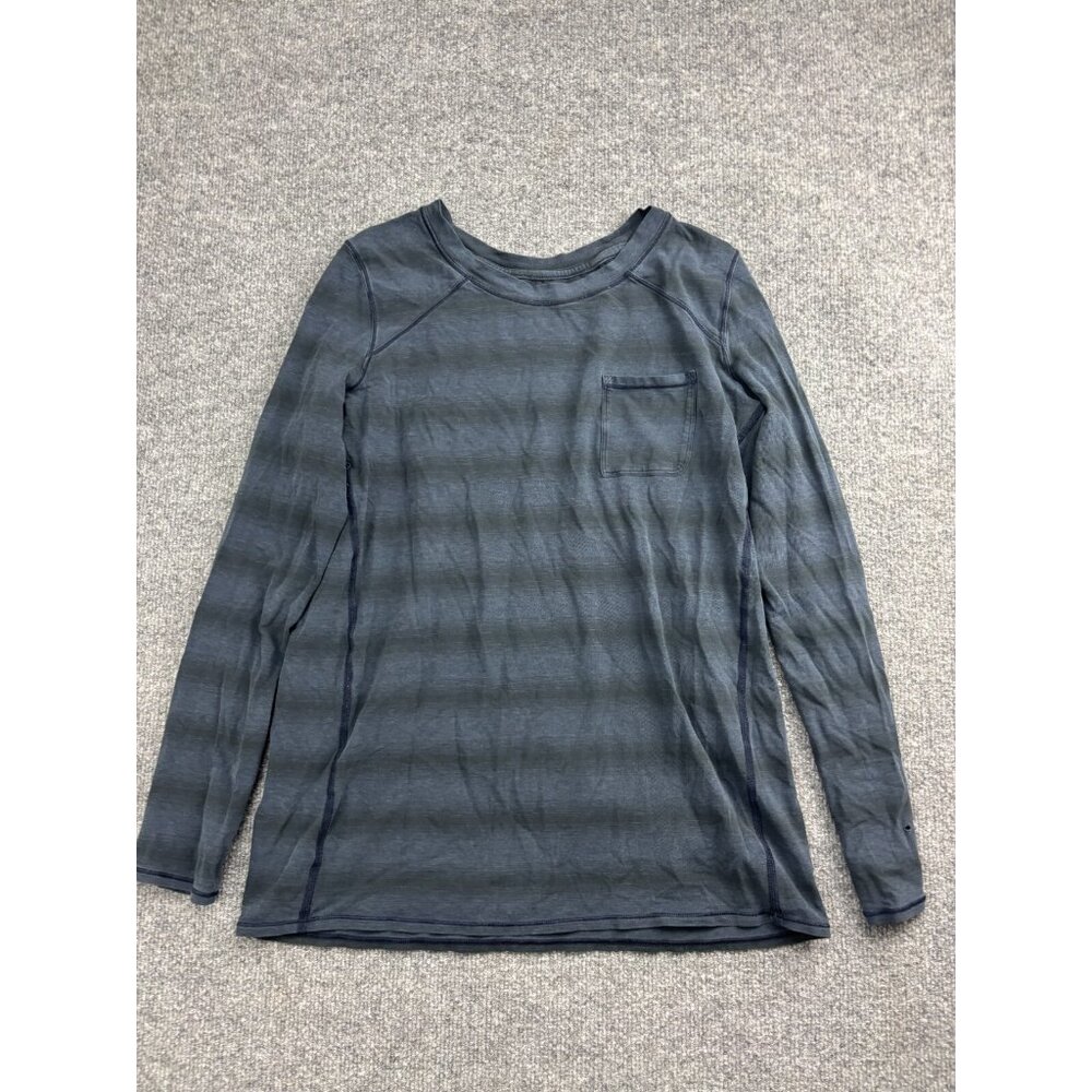 Lululemon Find Your Zen Long Sleeve Women's Pocket Striped Stretch Shirt Blue